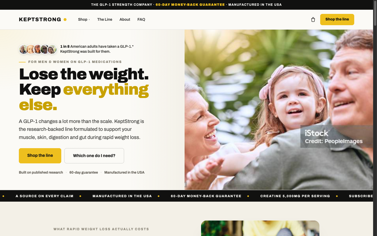 KeptStrong storefront — GLP-1 support supplement line